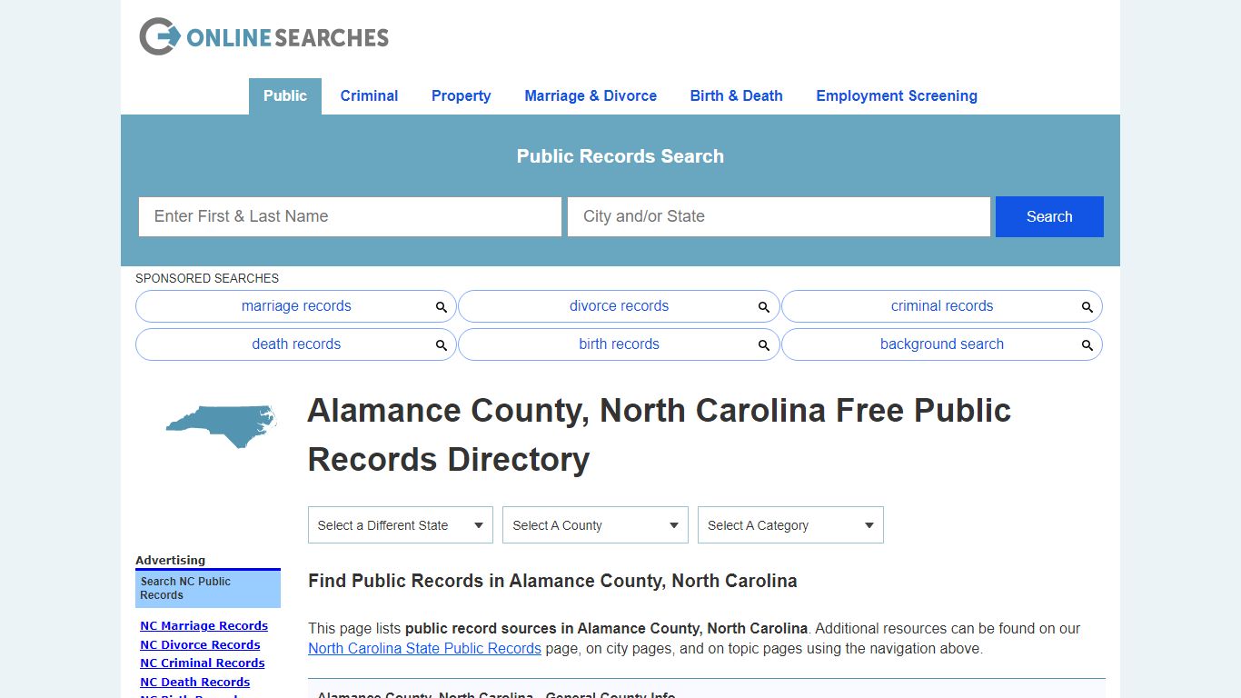 Alamance County, North Carolina Public Records Directory